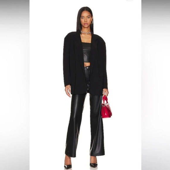 Revolve Blank NYC Franklin Vegan Leather Wide Leg Pants Carbon black 26 - Picture 1 of 4